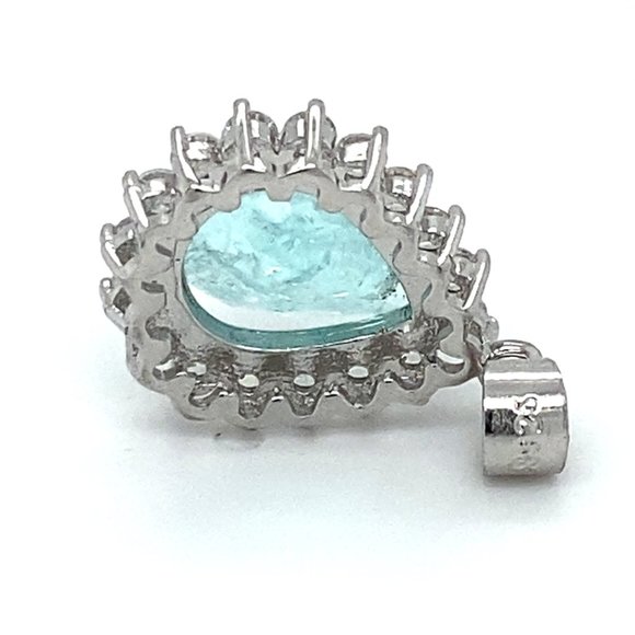 Paraiba Tourmaline 2.06ct White Gold Silver Pendan - Picture 4 of 6